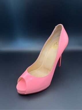 Christian Louboutin Pink Patent Leather Peep-Toe Pump